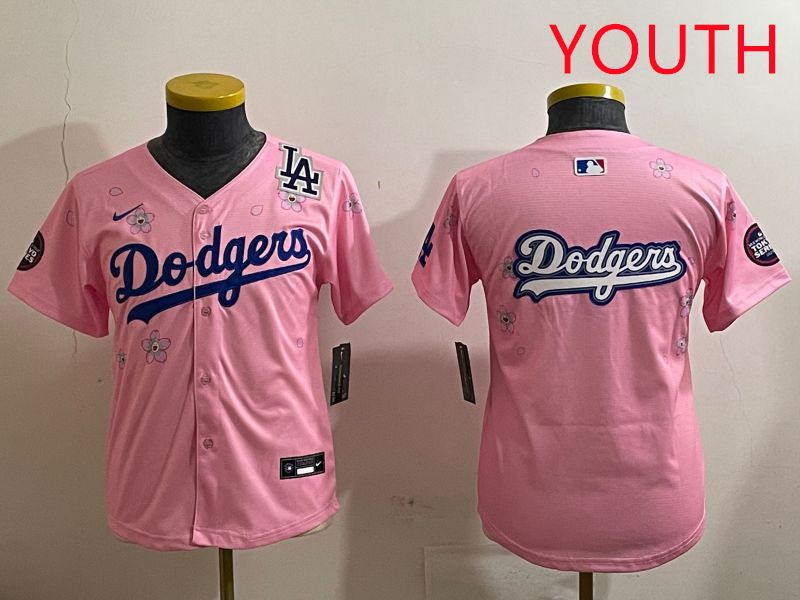Youth Los Angeles Dodgers Blank Pink Sakura Edition 2025 Nike MLB Jersey style 17
